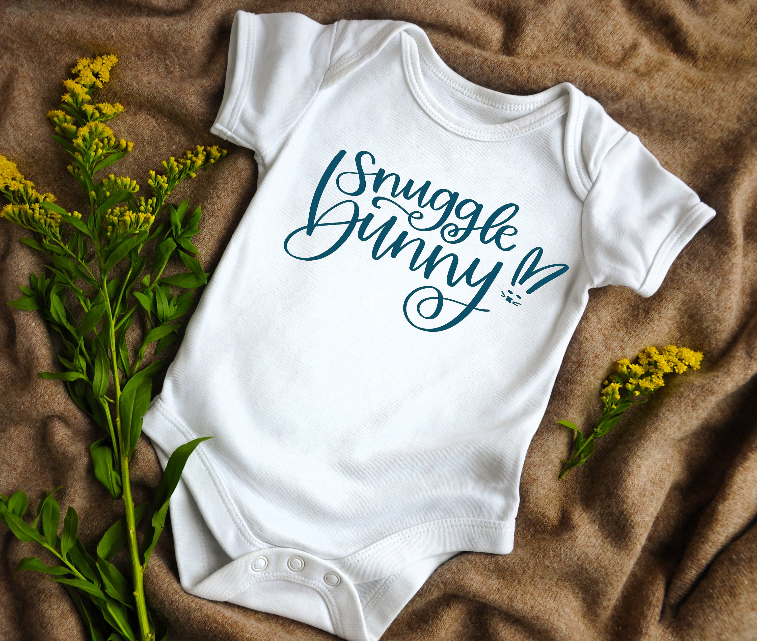 Onesie Romper - Snuggle Bunny-Bodysuit-Baby Clothes-Rabbit Bodysuit-Cotton Baby Clothes-Cotton Romper-Cotton Onesie-Gender Neutral Bodysuits - Thumbnail 3