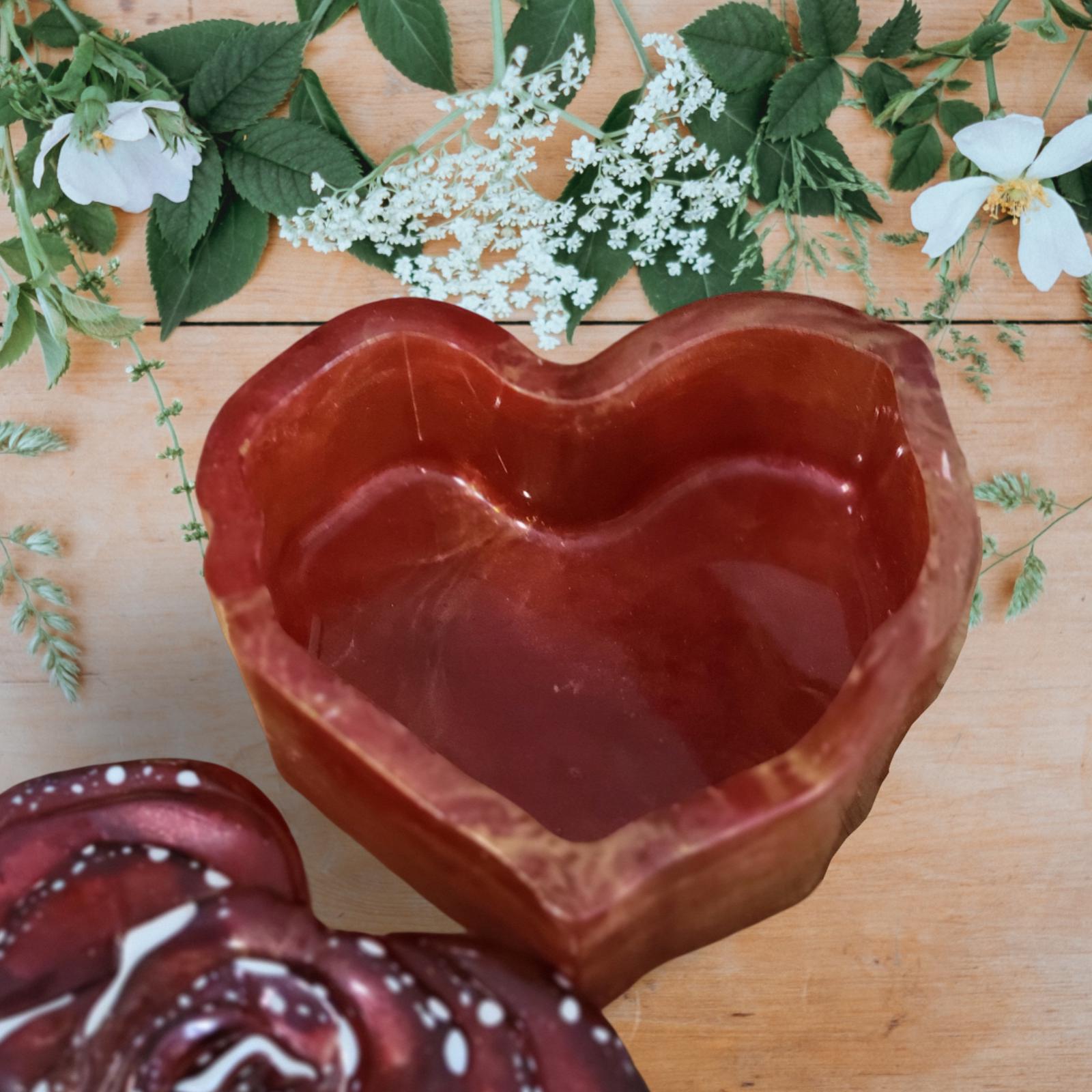 Romantic Red & Gold Resin Heart Trinket Box with Rose Lid-Sturdy Keepsake or Jewelry Holder-3.75'' x 3.5'' x 2"-Sweetheart Gift - Thumbnail 5
