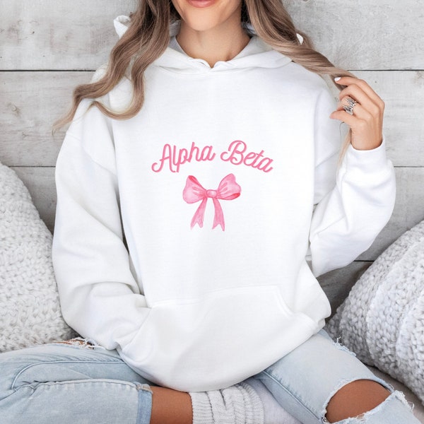 CUSTOM Bow Hoodie, Sorority Sweatshirt, Big Little Gift, Bid Day Gift, Trendy Pullover, Initiation Gift