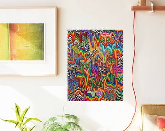 Rainbows, Psychedelic, Colourful, Waves, Original artwork, Art, Digital print, Instant download