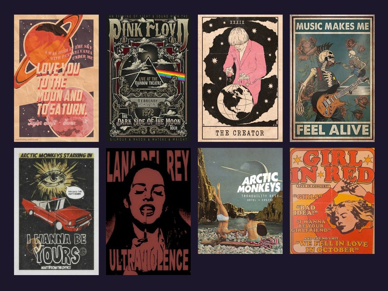 Artists, Bands & Music Vintage Wall Posters, DIGITAL DOWNLOAD read the description image 1