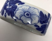 Vintage Chinosere napkin rings, (10) porcelain ceramic cobalt blue and white, Mandarin motif, chinese decor, Blue White Floral Table Decor,