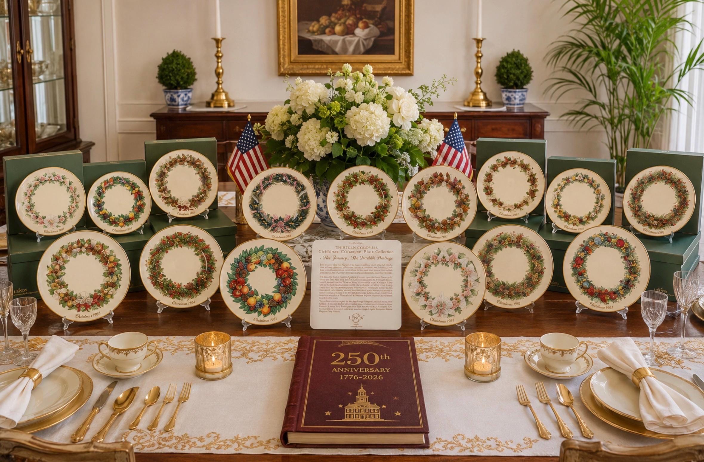 250th Birthday USA PLATES LENOX Chargers Colonial Christmas 13