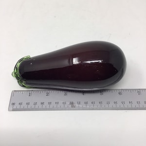 Vintage Eggplant Murano Glass , Hand Blown Glass Aubergine, Art Glass Fruit and Vegetables, Italian Glass, 6 inch eggplant (only one left)