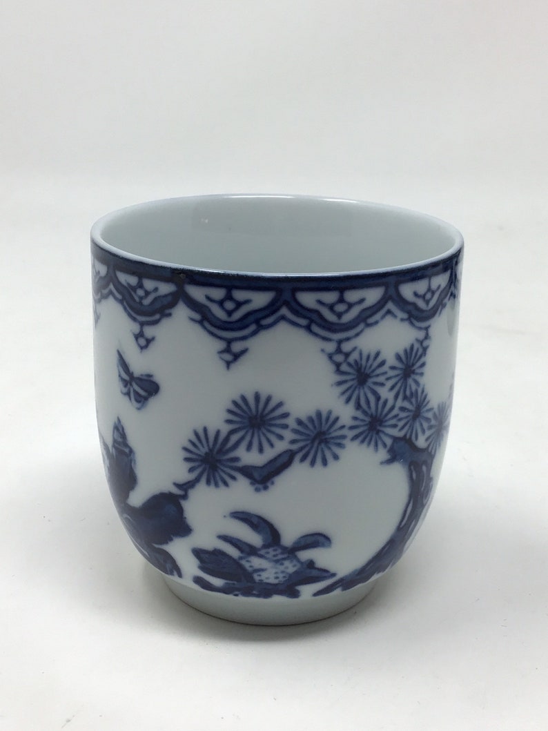 Vintage Japanese tea cups 2 Blue and White Porcelain Teacup Etsy