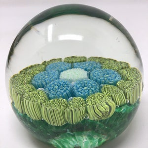 Vintage Rare Italian Paperweight Millefiori Flower Art Glass Venetian Glass…. K and B original sticker …Murano Kosccherak Bros.