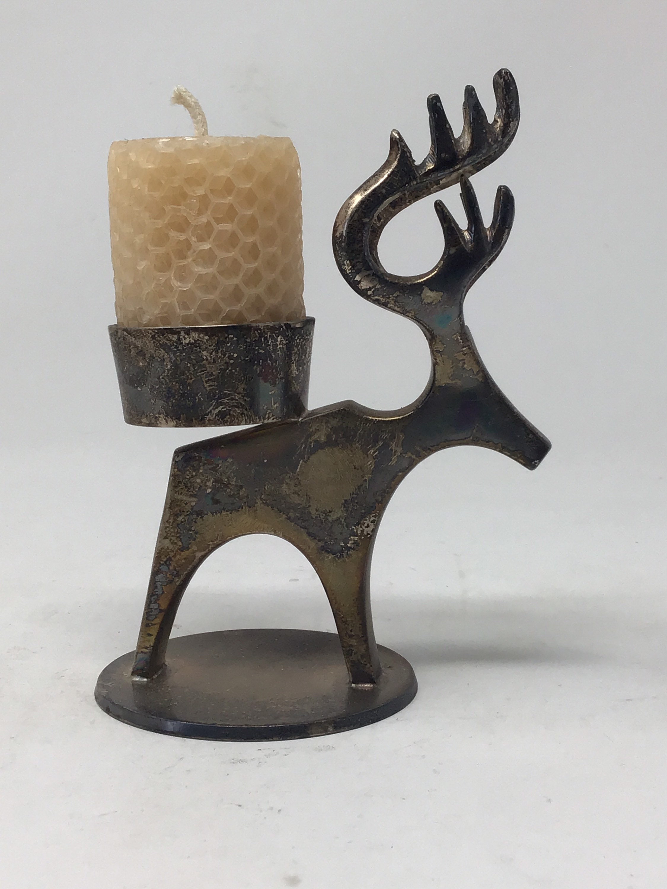Vintage Brass Deer candle holder for votive candles. Made in Etsy