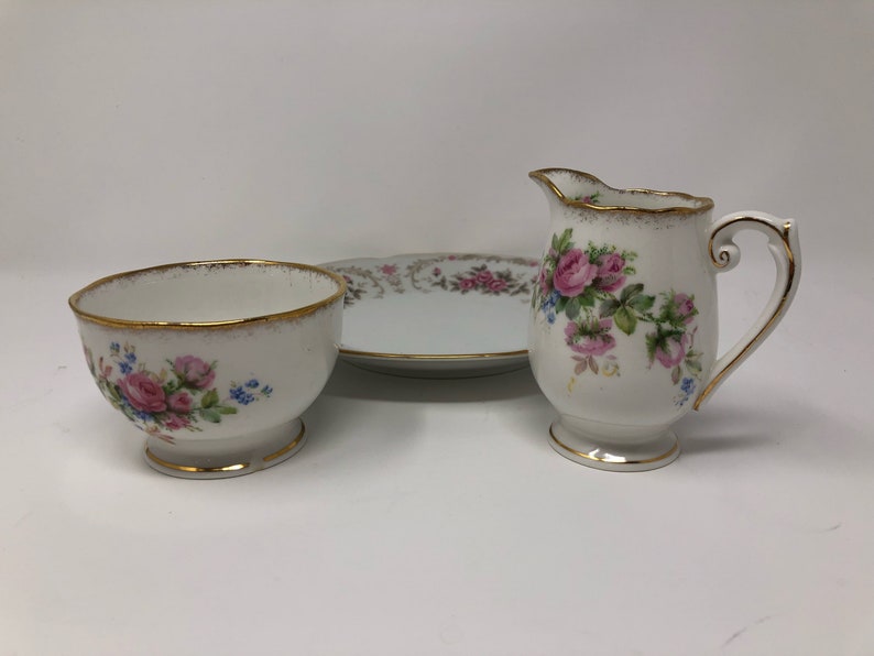 Vintage Fine Bone Roslyn China Creamer and Sugar Bowl Set Moss Etsy