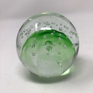 Vintage Murano glass paperweight. Vintage blown Venetian art glass paperweight Murano, Italy. Bubble paperweight.