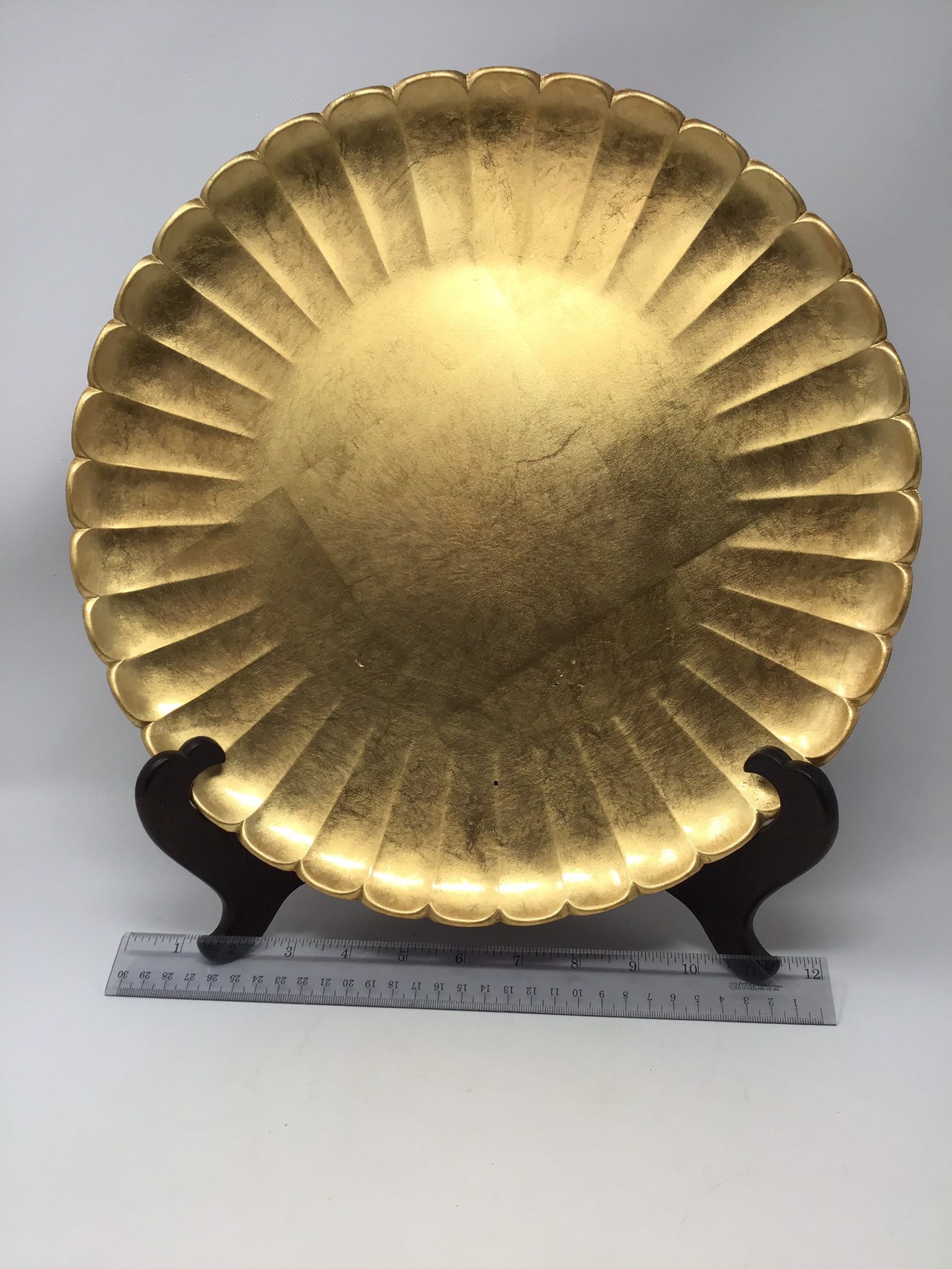 Vintage Japanese Gold Leaf Lacquer Ware Round Scalloped Tray. Etsy