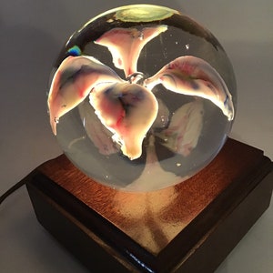 Rare Vintage Murano Paperweight Mulicolors. Vintage Murano Italy Art Glass Paperweight, Flower with Bubble center and on tips of flower.