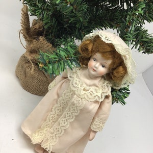 Gorham Vintage Doll ornament, Gorham Doll of the Month November, bisque doll 1983/1984,Christmas tree doll ornament with box