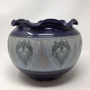 Antique Planter Langley ware,English leadless glazed Pottery.  Vintage Art Nouveau Blue superb Osborne Ware 1917 Jardiniere Pot