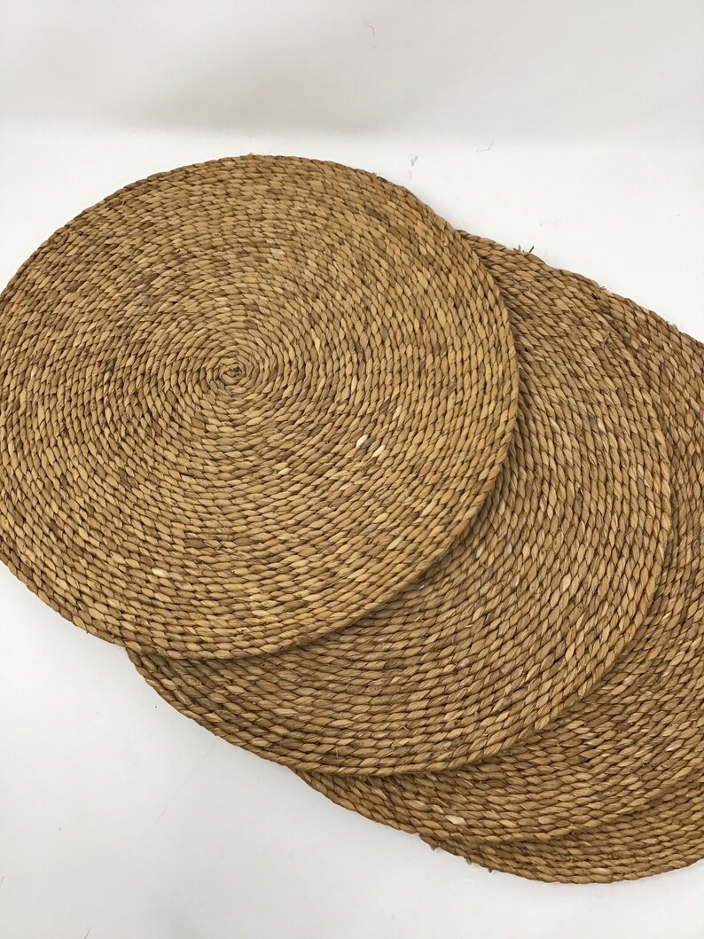 Vintage Natural Round Rattan Placemats The Natural Placemats Etsy