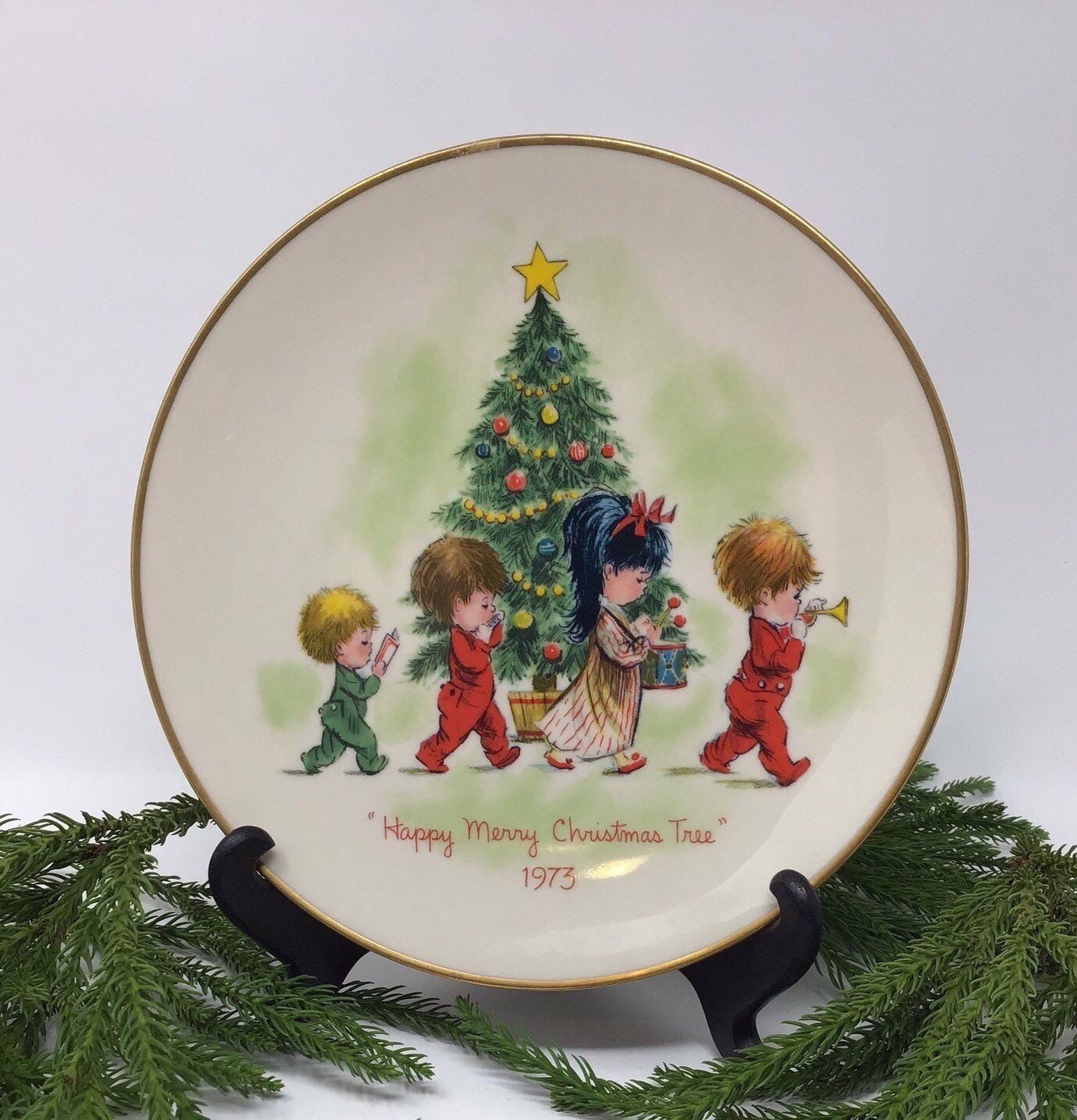 Vintage Gorham Moppets Christmas 1975 Annual Collectors Plate 