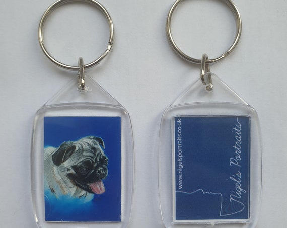 Pug - Key Ring - 54 x 34 x 5mm