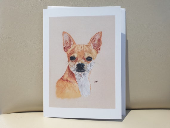 Chihuahua - colour pastel blank greeting card - 177 x 126mm