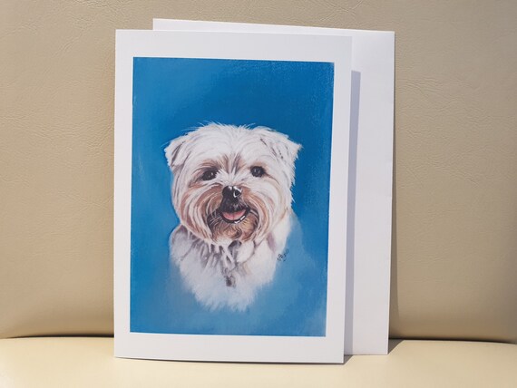 Lhasa Apso - colour pastel blank greeting card - 177 x 126mm
