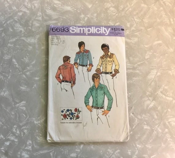 Simplicity 6693 Pattern Teen Boys Size 18 & 20 Neck 14-1/2 | Etsy
