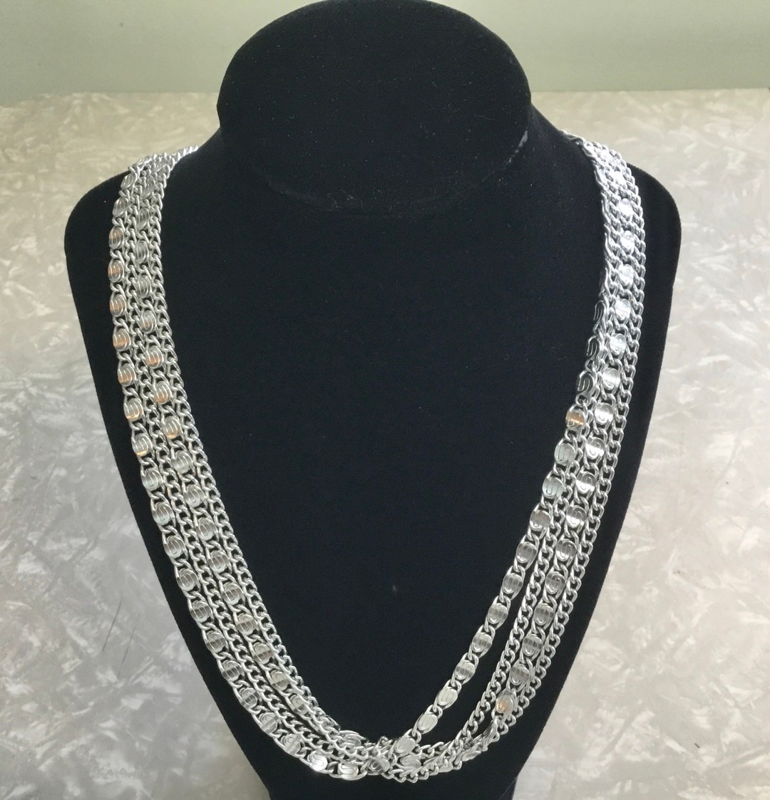 25 Inch Aluminum Chain Necklace, Four Strand, Sarah Coventry, 1960s - Etsy