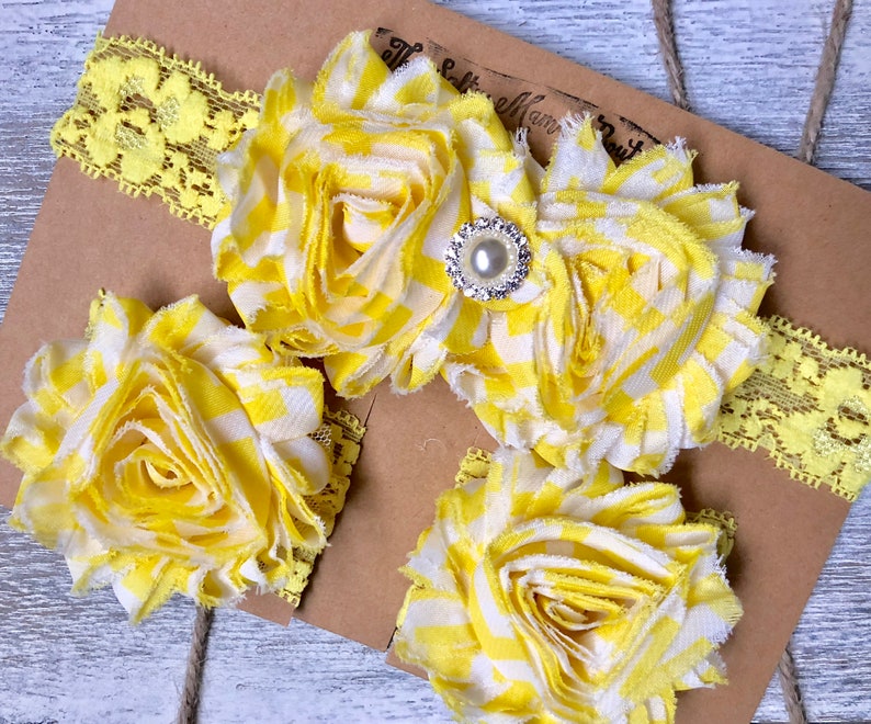 Baby Gift 6-12 Month Headband and Sandal Set Lace Stretchy Sandals Yellow
