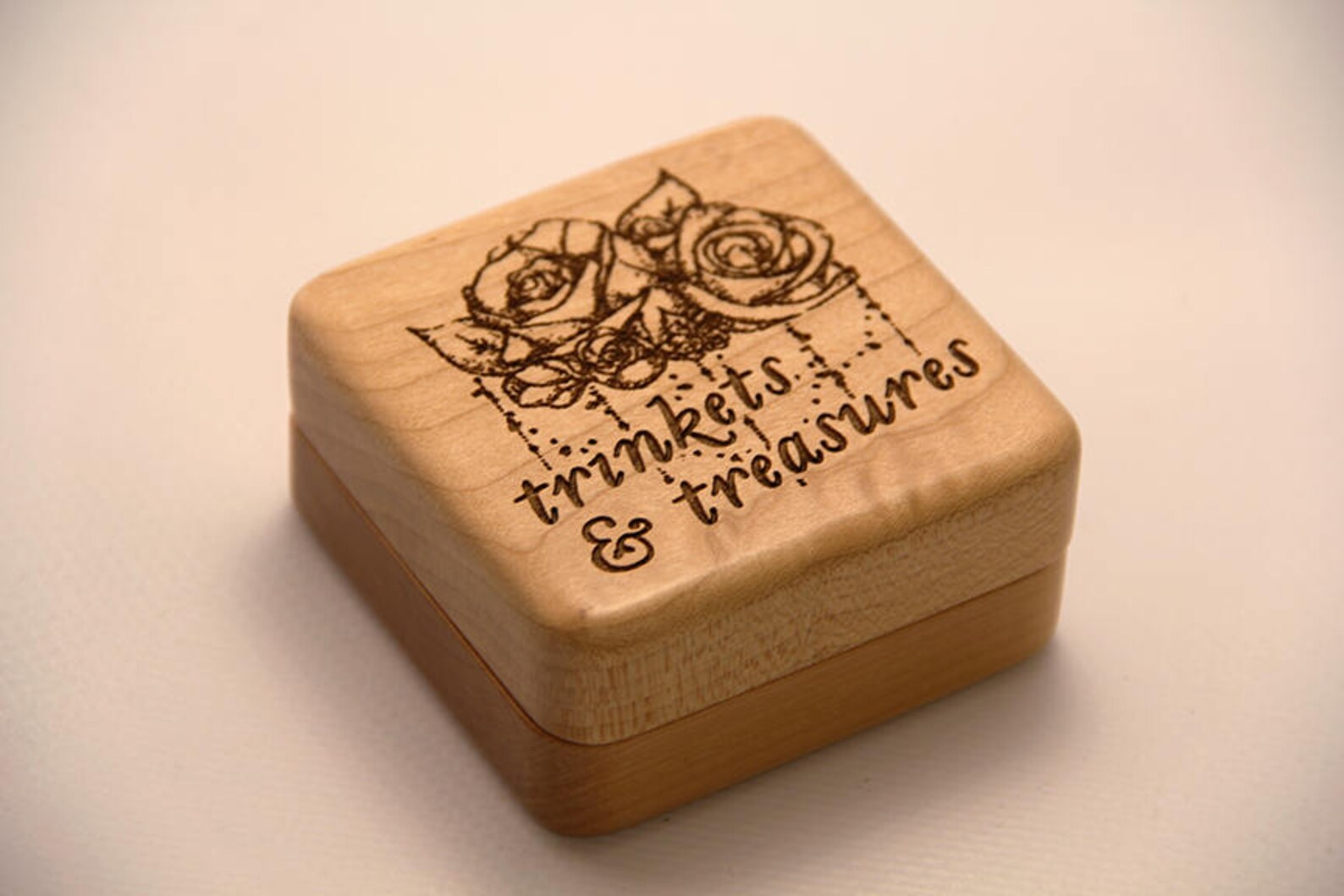 Keepsake Trinket Box // Laser Engraved Treasure Box // Etched Etsy