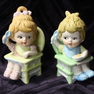 Ceramic Boy and Girl, Boy and Girl Ceramic, Vintage Boy Figurine, Ceramic Bear Figurine, Vintage Ceramic Figures, collectors