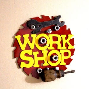 Workshop Sign, Metal Sign, Craftsmen, Signs, Shop Sign, Wall Decor, Wall Signs, Gifts, Small Custom Exterior Sign, Small Exterior Sign