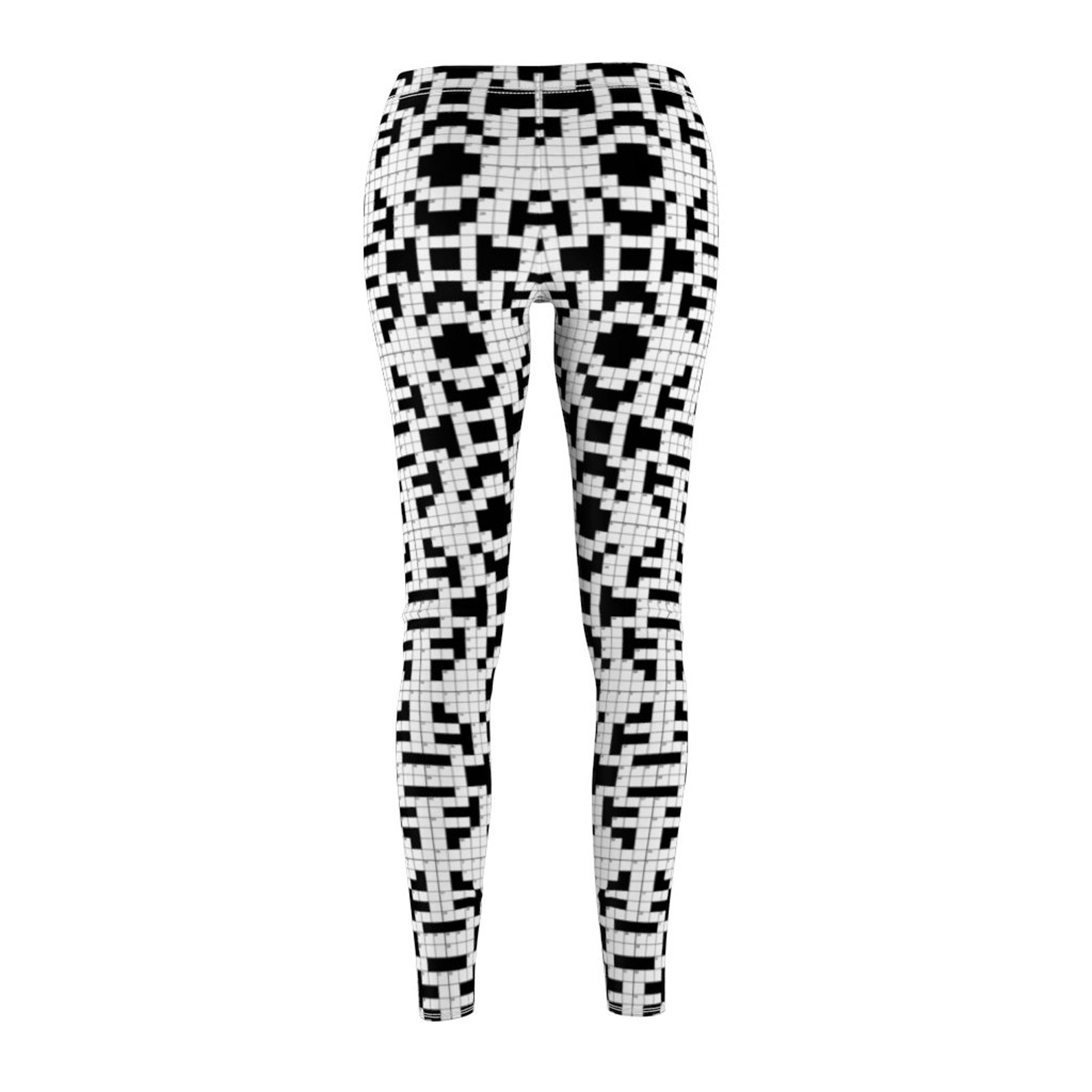 65 MCMLXV Women's Crossword Puzzle Print Leggings Etsy
