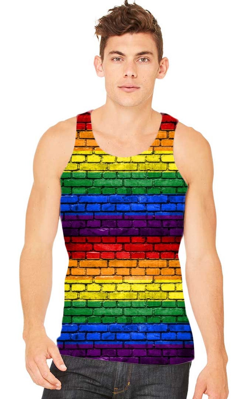 65 MCMLXV Unisex LGBTQ Pride Rainbow Brick Wall Printed Tank | Etsy