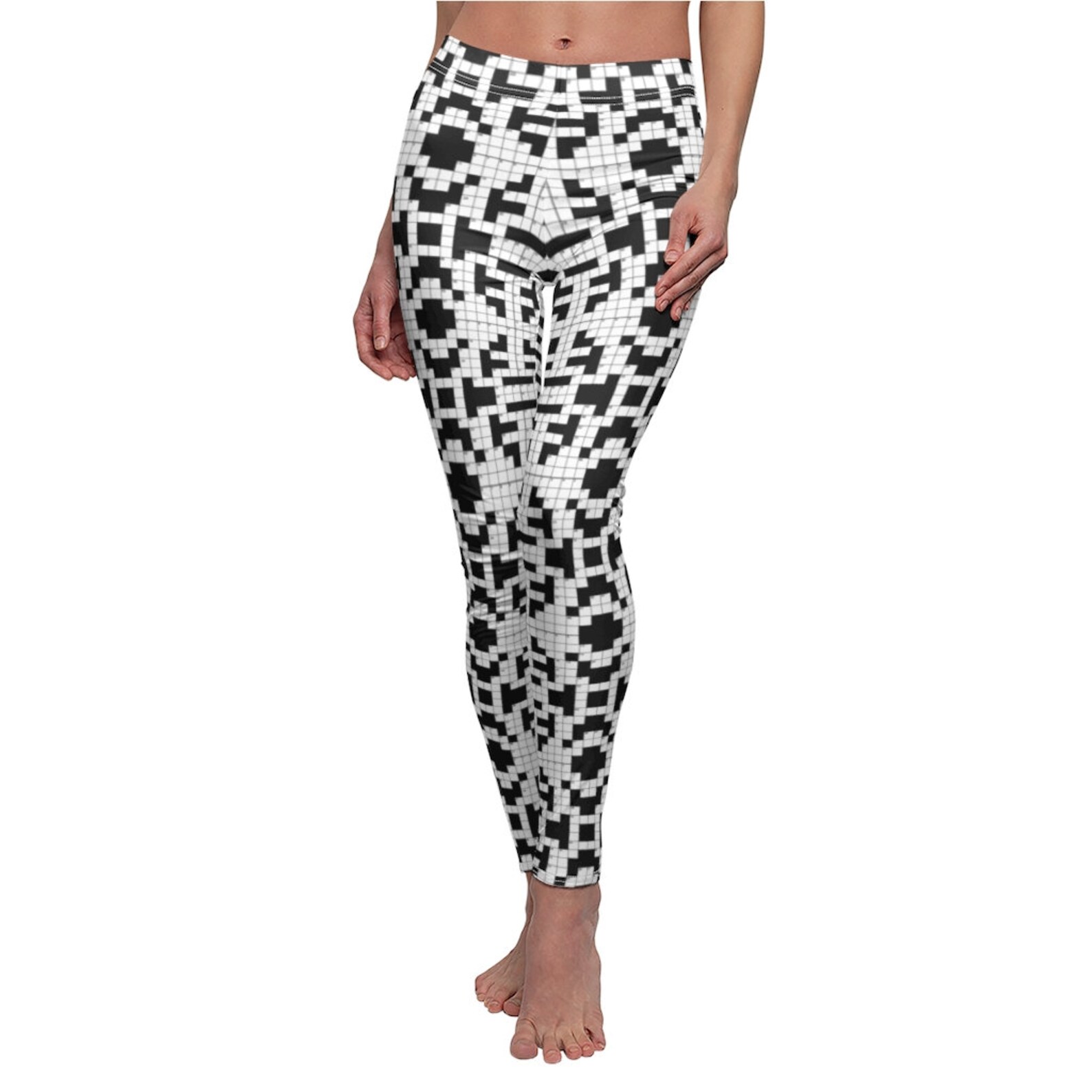 65 MCMLXV Women's Crossword Puzzle Print Leggings Etsy