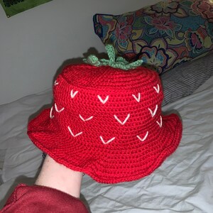 Crochet Strawberry Bucket Hat