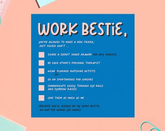 Funny Work Bestie Leaving Card: Colleague Farewell