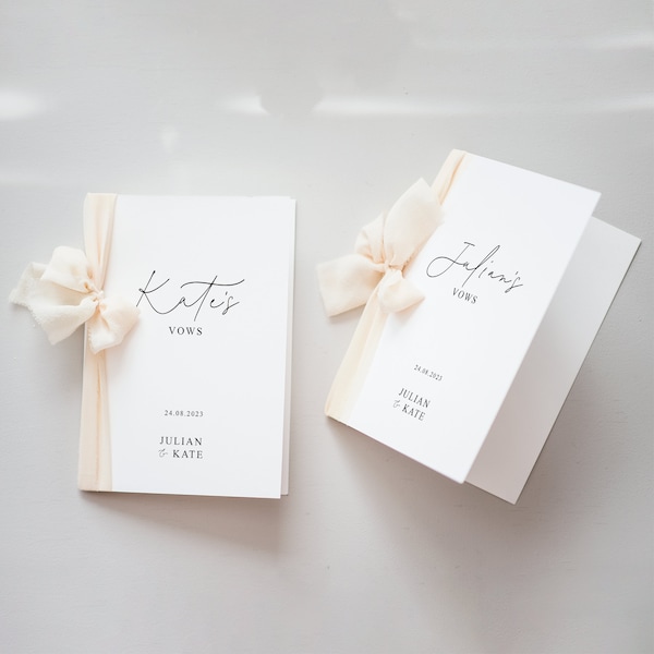 Personalised vow booklet | Personalised wedding vow book | To my Husband | To my Wife | Vow books with silk ribbon | His Vows | Her Vows