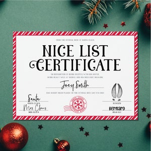 Santa’s Nice List Certificate | Nice List | Father Christmas Nice List | Personalised Certificate | Letter | Christmas Eve Box Filler