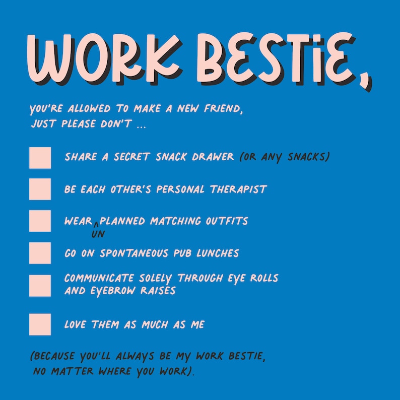 Work Bestie Sorry You're Leaving Funny Colleague Card Etsy