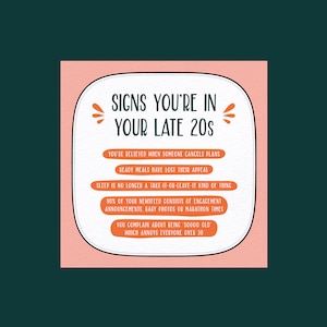 Signs You&#39;re In Your 20s | Funny Birthday Card | Late 20s | Nearly 30 | Best Friend Birthday | Early Nights