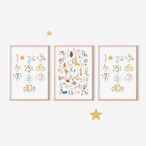 Lernposter | Animal Alphabet Print | A3 | A4| Safari Alphabet Poster | Safari Kinderzimmer Dekor | Tier abc | Kinder Druck