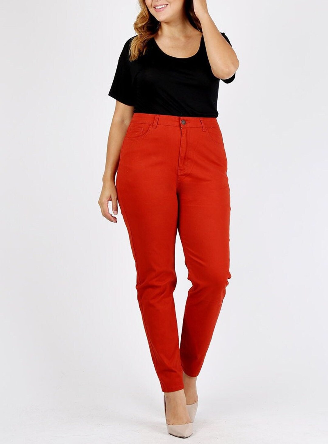 NWT Plus Size Cotton Pants for Women 5 Pockets Classic Twill Stretch