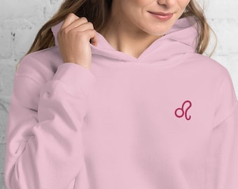 Leo Zodiac Embroidered Sweatshirt, Oversized Zodiac Sweatshirt, Custom Birthday Embroidered Hoodie, Mother's Day Gift From Daughter