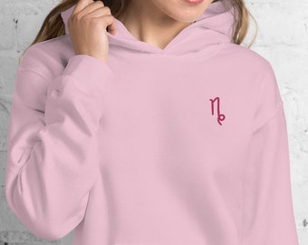 Capricorn Zodiac Embroidered Sweatshirt, Oversized Zodiac Sweatshirt, Custom Birthday Embroidered Hoodie, Mother's Day Gift From Daughter