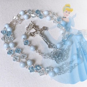 Princess Cinderella inspired blue tone full Swarovski crystals rosary