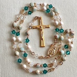Caribbean green Swarovski crystals rosary