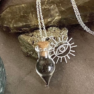 Black Salt Amulet, Protection Spell Necklace, Occult Ritual Talisman, Spiritual Energy Magick