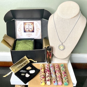 Libra Gift Box, Libra Amulet, Dressed Ritual Candles, Libra Gemstones, Libra Blend Ritual Oil, Gift For Libra