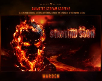 Pantallas de transmisión de Twitch Pantallas superpuestas animadas Pantalla de calavera que comienza pronto Pantalla de regreso Pantalla de finalización de transmisión Pantalla sin conexión.