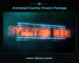 Streaming Twitch Overlay Animated Alerts Twitch Stream Screen Overlay Animated Webcam Twitch Panels Overlay Neon Starting Soon Screen.