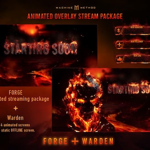 Paquete de superposiciones FORGE para Twitch / Alertas animadas, pantallas, paneles y superposiciones para cámara web / Paquete de transmisión / Próximamente / Transición Stinger