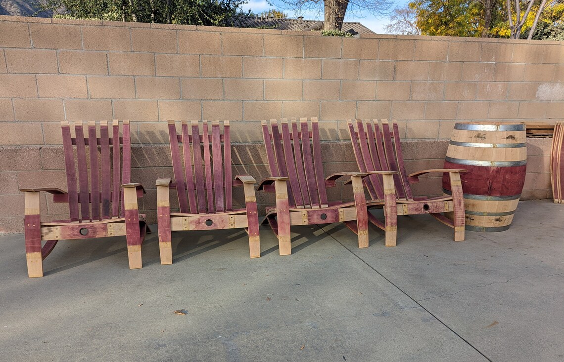 Wine Barrel Adirondack Chair Lounge Chair Patio Furniture Assembled Etsy
