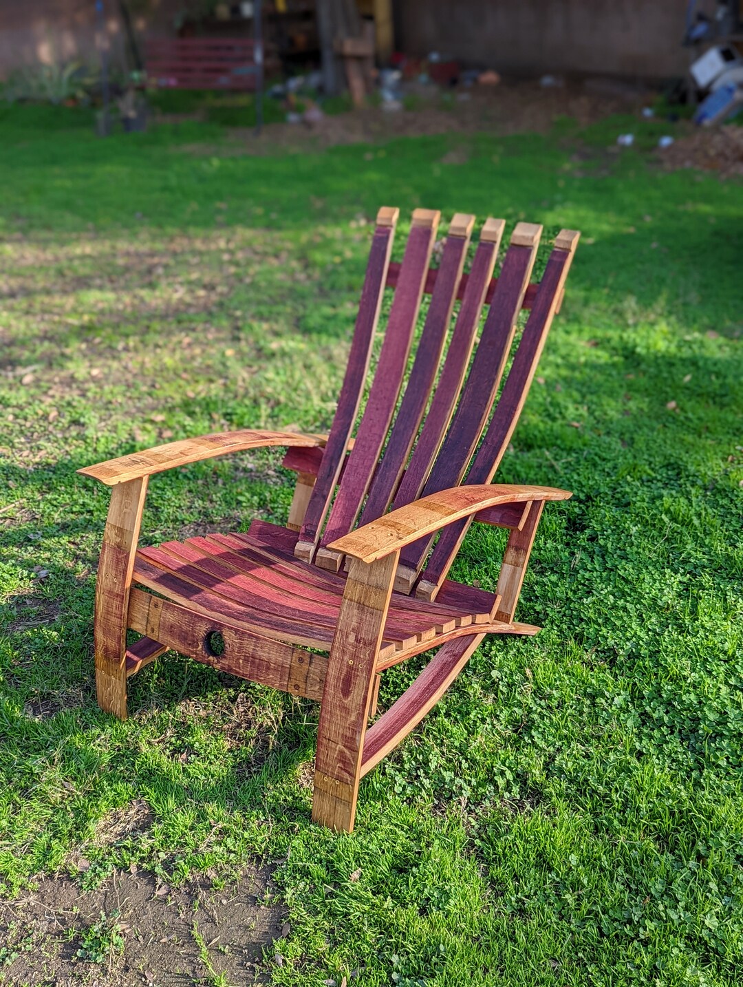 Wine Barrel Adirondack Chair Lounge Chair Patio Furniture Assembled Etsy